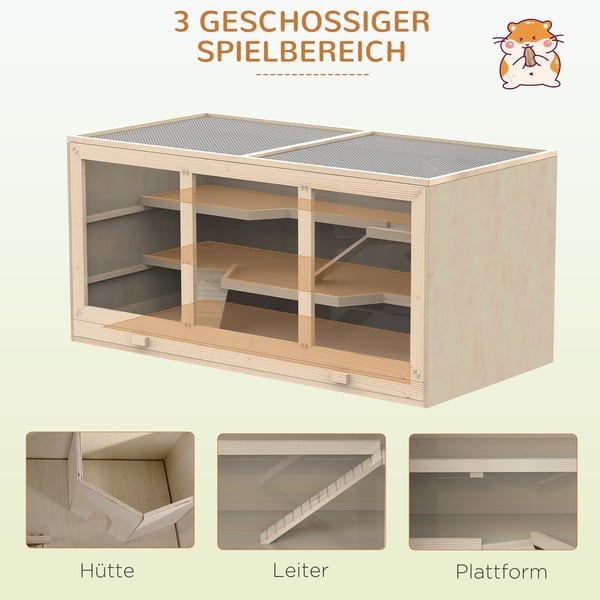 Hamsterbur, 115x57x55 cm, Natur