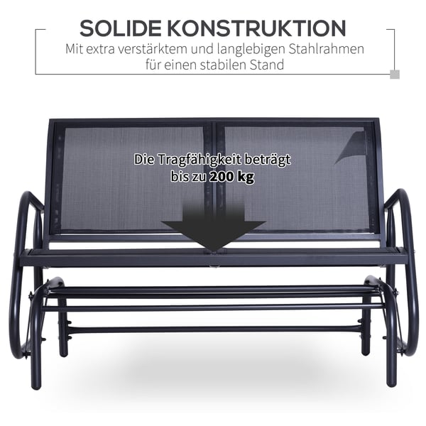 Gyngesofa, 120x70x85 cm, Sort