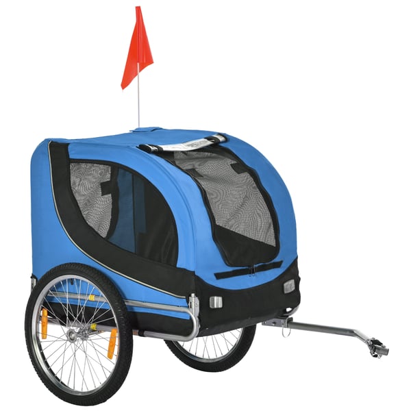 Hundcykelvagn, 130x73x90 cm, Blå och Svart