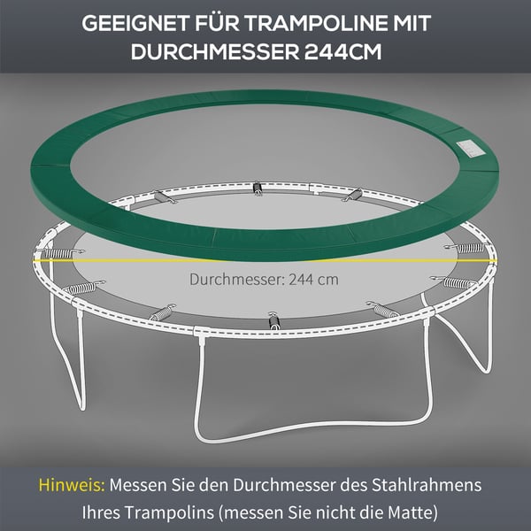 Turvapehmuste trampoliinille, 244 cm, vihreä