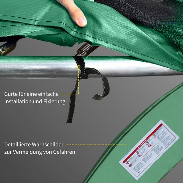 Turvapehmuste trampoliinille, 244 cm, vihreä