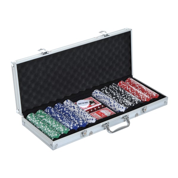Pokerset, 500 pokerchips med väska, 55,5x22x6,5 cm, flerfärgad