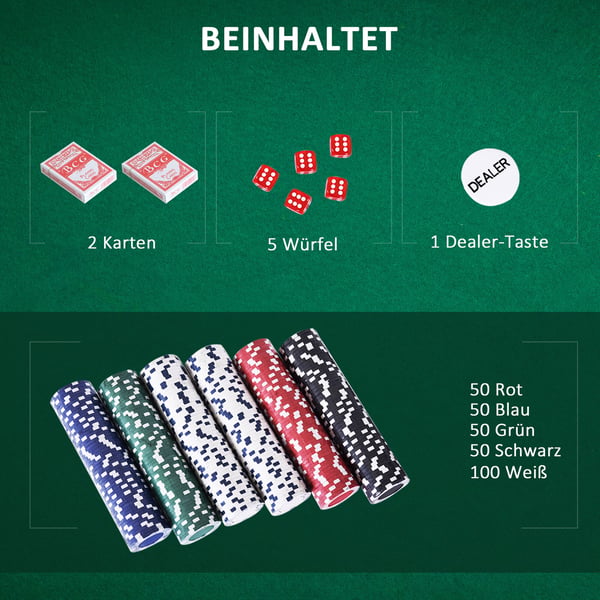 Pokerset, 500 pokerchips med väska, 55,5x22x6,5 cm, flerfärgad