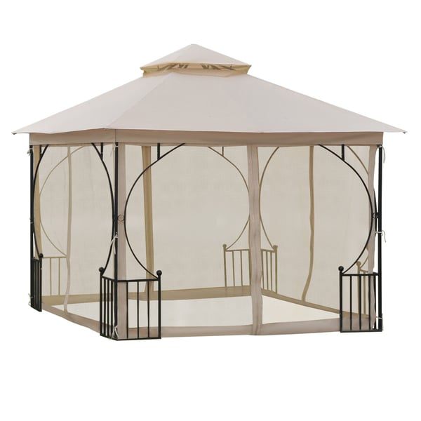 Havepavillon, 295x295x275 cm, Beige, Sort