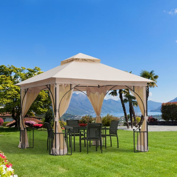 Havepavillon, 295x295x275 cm, Beige, Sort