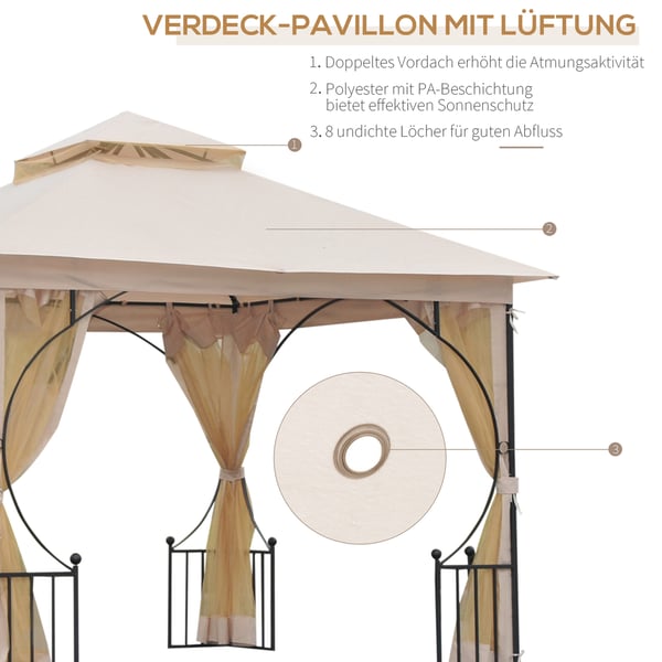 Havepavillon, 295x295x275 cm, Beige, Sort
