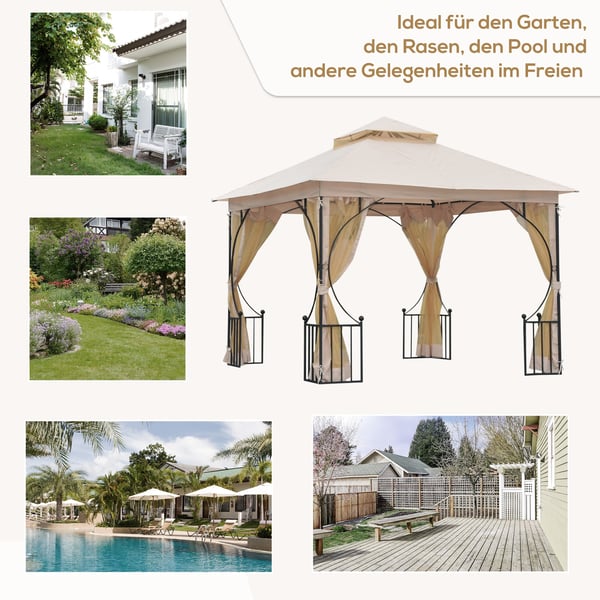 Havepavillon, 295x295x275 cm, Beige, Sort