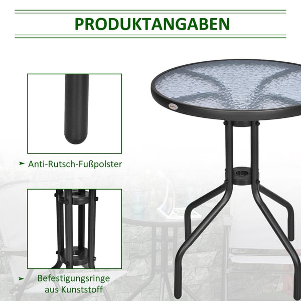 Trädgårdsbord, 60x70 cm, Svart