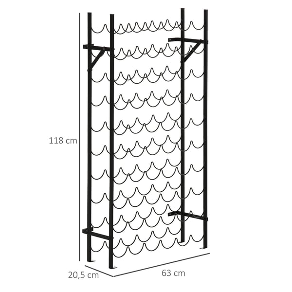 Vinreol, 63x20,5x118 cm, Sort, Metal