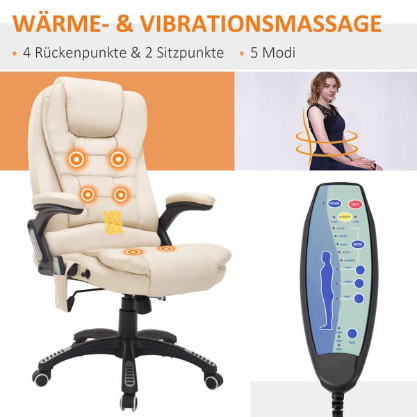 Massagestol til kontor, 62x68x121 cm, Beige