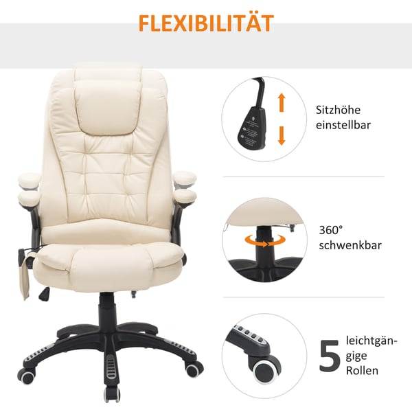 Massagestol til kontor, 62x68x121 cm, Beige