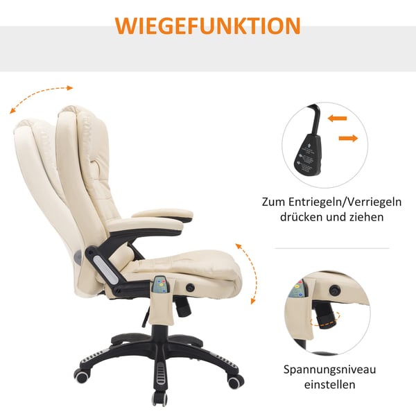 Massagestol til kontor, 62x68x121 cm, Beige