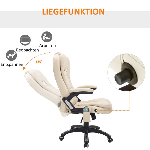 Massagestol til kontor, 62x68x121 cm, Beige
