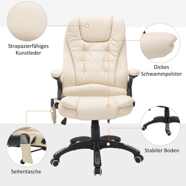 Massagestol til kontor, 62x68x121 cm, Beige