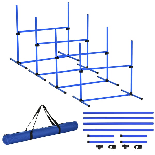Hundagilitetsset, 4-delars justerbart, 99x65x94 cm, Blå