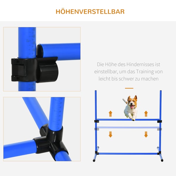 Hundagilitetsset, 4-delars justerbart, 99x65x94 cm, Blå