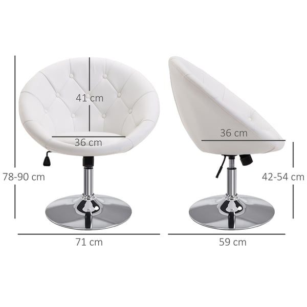 Drejestol, 59x71x78-90 cm, Sort Hvid