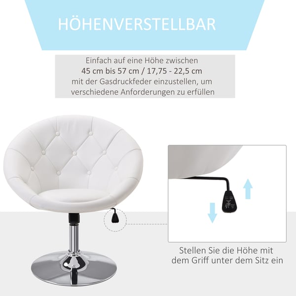 Drejestol, 59x71x78-90 cm, Sort Hvid