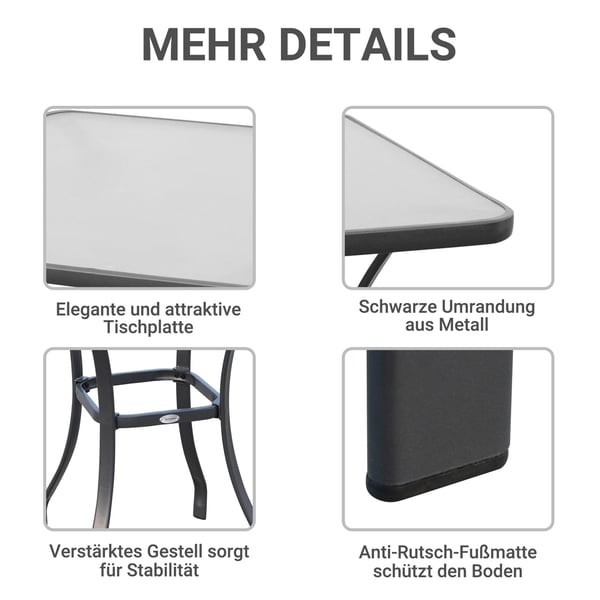 Havebord, 68,5x68,5x84 cm, Sort