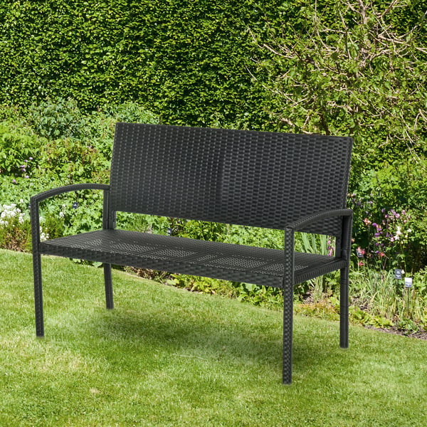Trädgårdsbänk, 122x60x87 cm, Svart