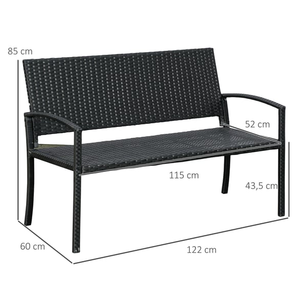 Trädgårdsbänk, 122x60x87 cm, Svart