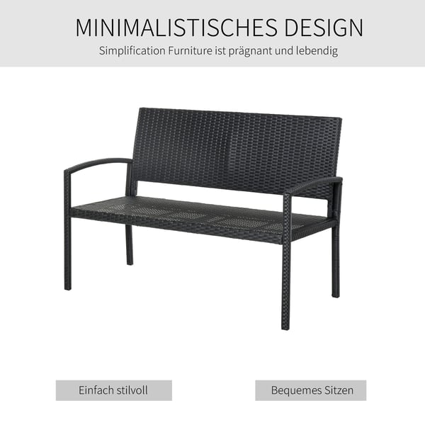 Trädgårdsbänk, 122x60x87 cm, Svart