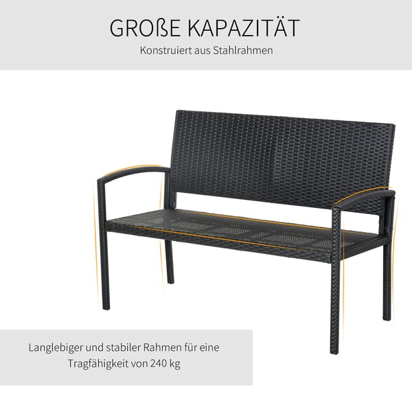 Trädgårdsbänk, 122x60x87 cm, Svart