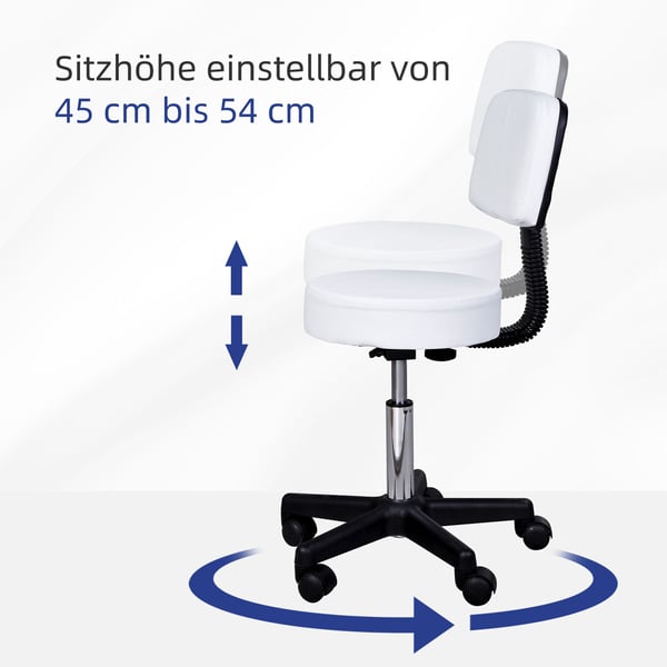Arbetsstol, 35x72-84 cm, Vit
