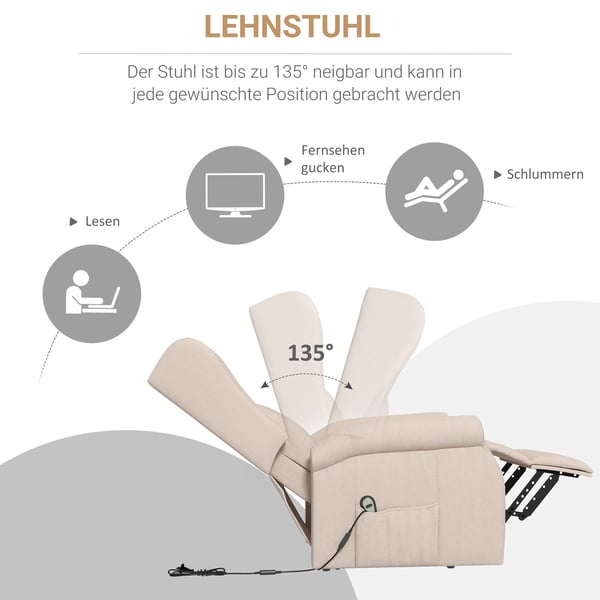 Fåtölj med reclinerfunktion, 72,5x94x109 cm, Cream