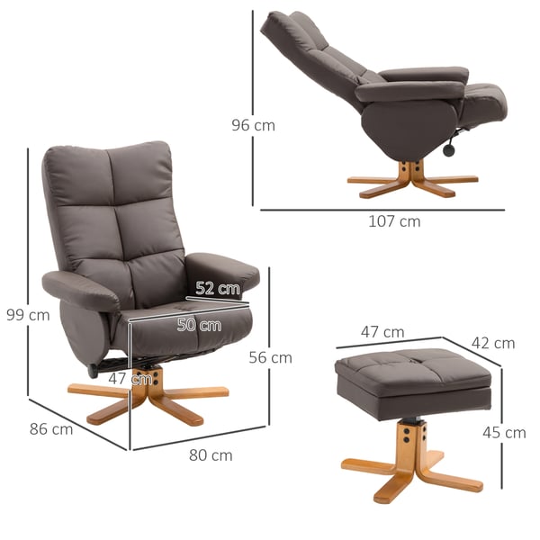Recliner lænestolssæt, 80x86x99 cm, brun