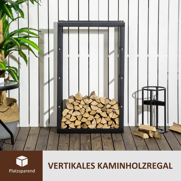 Brændestativ, 60x25x100 cm, Sort, Metal