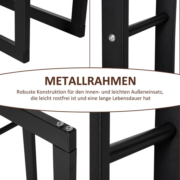 Brændestativ, 60x25x100 cm, Sort, Metal
