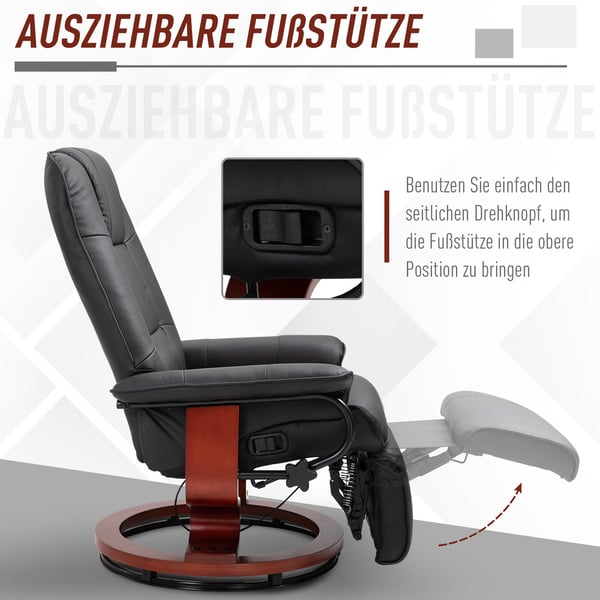 Fåtölj med reclinerfunktion, 78x87x100 cm, Svart