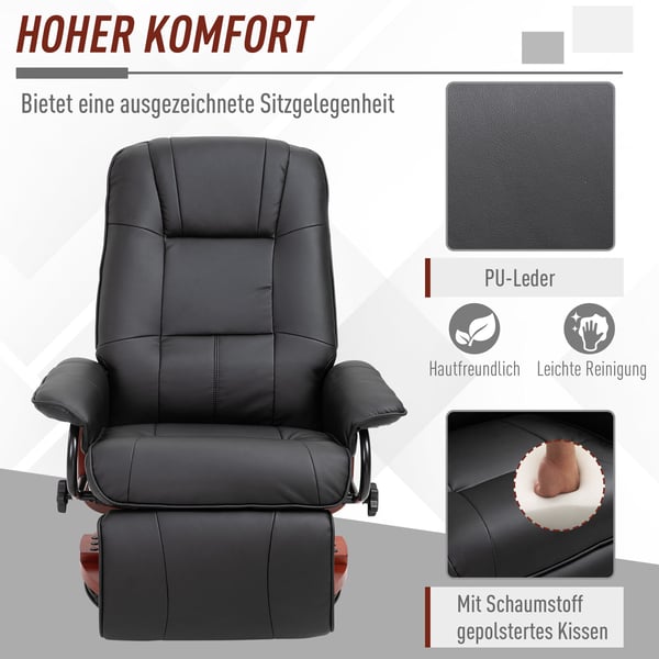 Fåtölj med reclinerfunktion, 78x87x100 cm, Svart