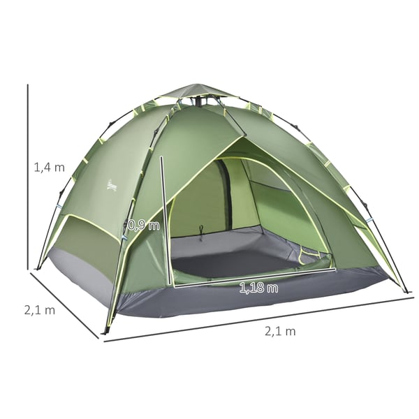 Camping Telt, 210x210x140 cm, Grøn