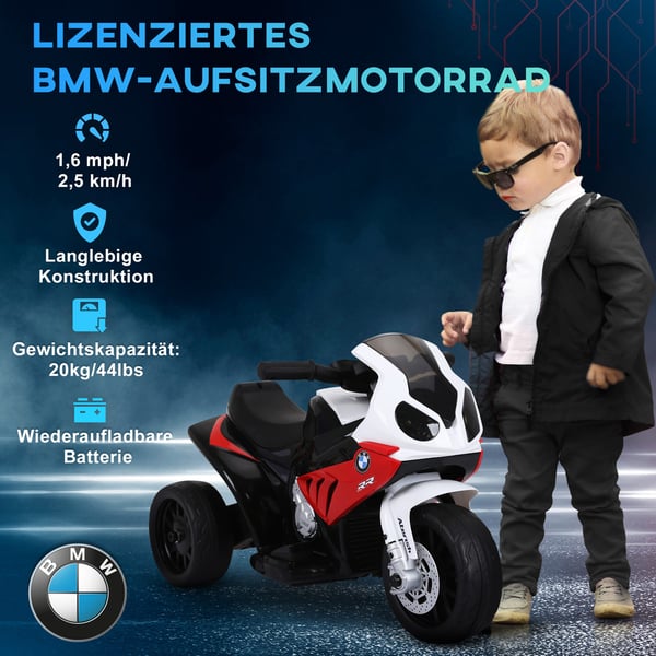 Børns elektriske trehjulet cykel, BMW S1000RR, 66x37x44 cm, rød
