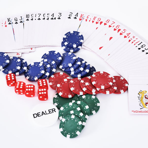 Pokerset, 300 marker med kort och tärningar, 38x20.5x6.5 cm, Svart