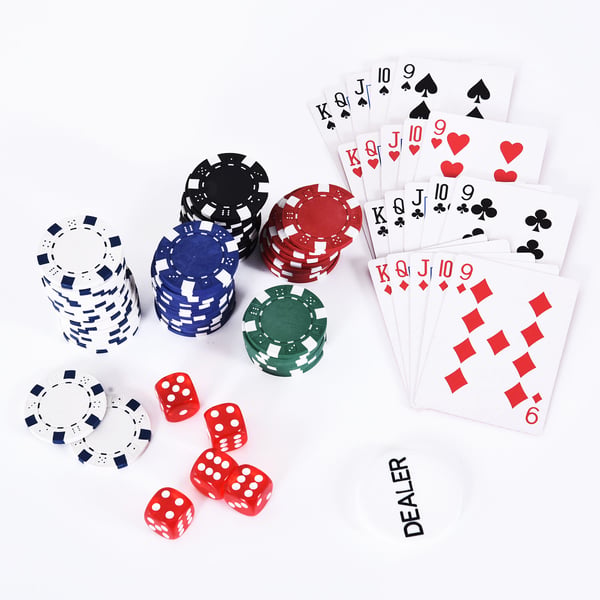 Pokerset, 300 marker med kort och tärningar, 38x20.5x6.5 cm, Svart