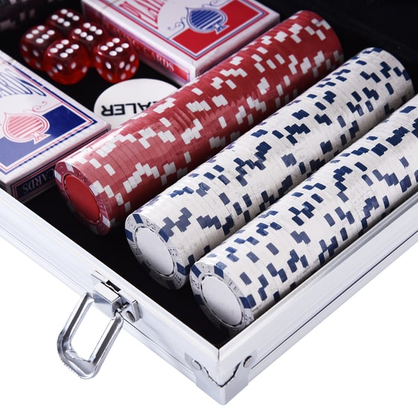 Pokerset, 300 marker med kort och tärningar, 38x20.5x6.5 cm, Svart