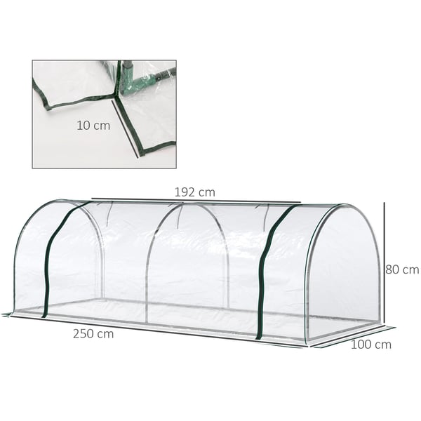 Drivhus, 250x100x80 cm, Transparent