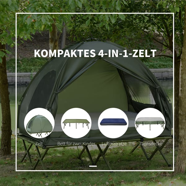 Camping Sengsæt, 193x136x178 cm, Grøn