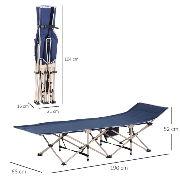 Camping feltseng, 190x68x52 cm, Blå