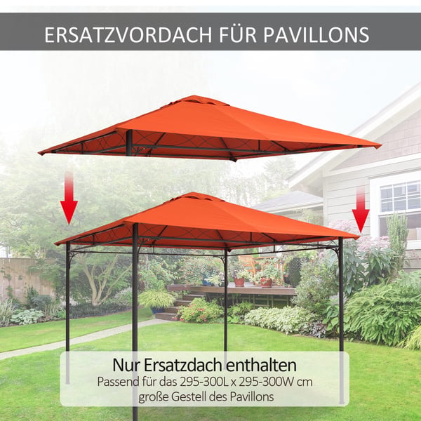 Pavillon erstatningsdug, 298x295 cm, Orange