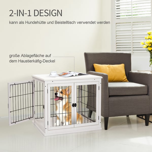 Hundbur, 81x58.5x66 cm, Vit