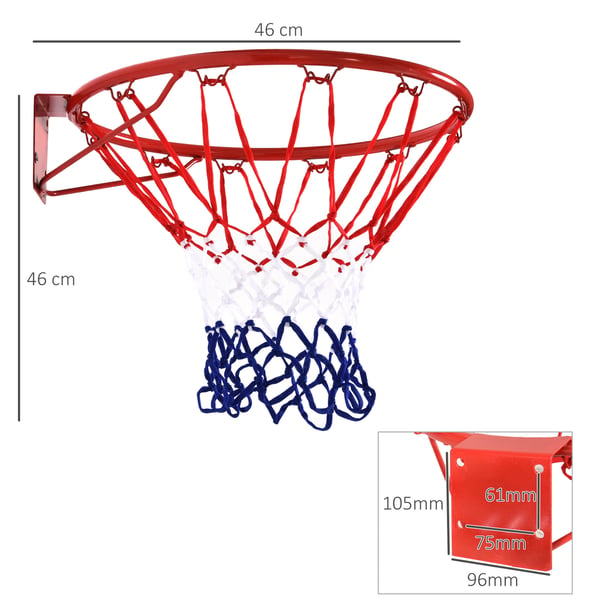 Koripallokori, 46 cm, punainen sininen valkoinen