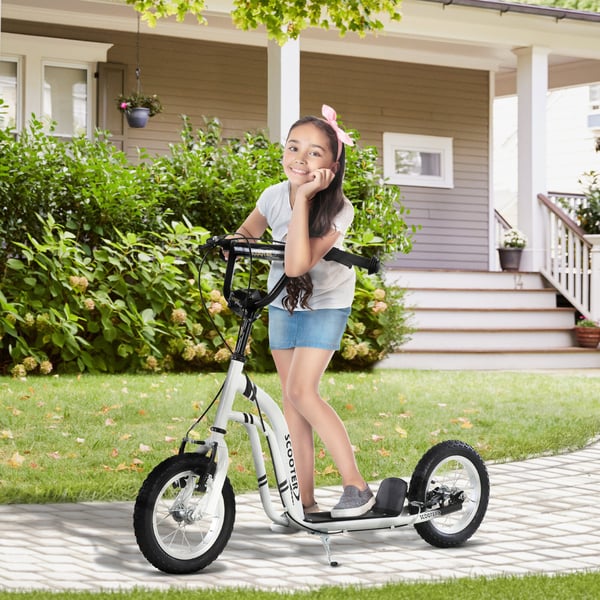 Barnsparkcykel, 120x58x85-95 cm, Vit