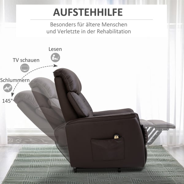 Elektrisk reclinerstol, 80x94x104 cm, Brun