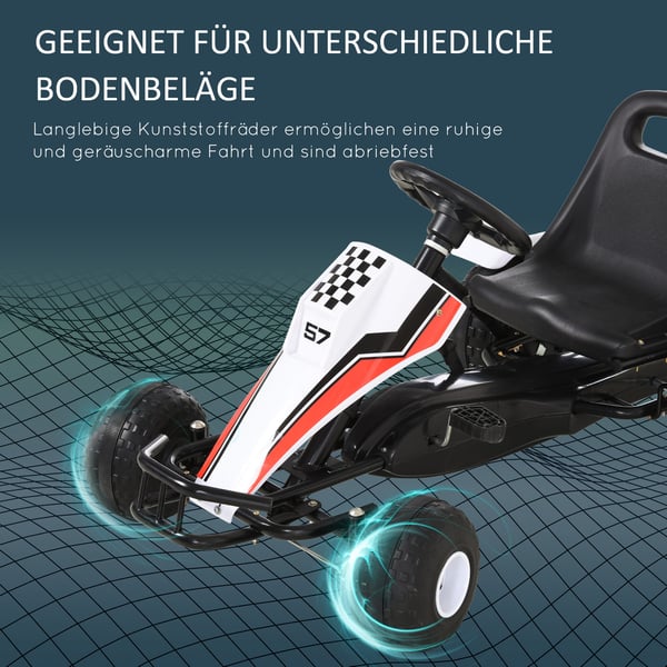 Pedal Gokart, 104x66x57 cm, Hvid