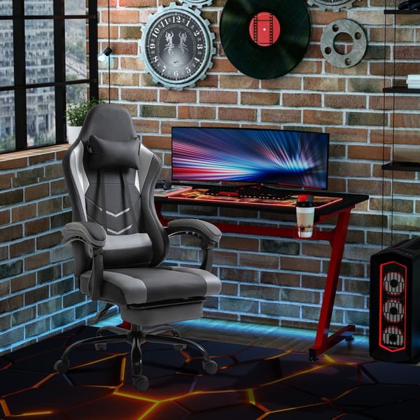 Gamingstol, Justerbar højde, 62x52x122 cm, Sort