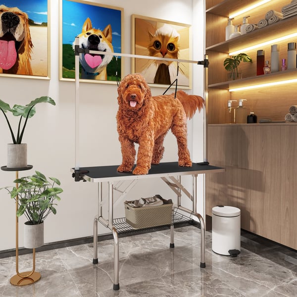 Groomingbord, 107x60x170 cm, Sort